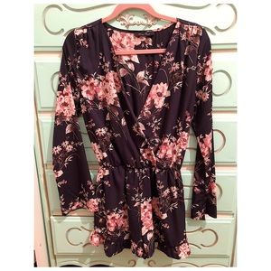 Navy & Dusty Pink Floral Romper